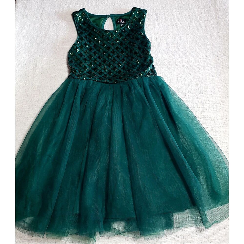 Emerald Green Sequin Tulle Skirt Dress Size 10